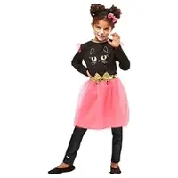 Buttinette Kinderkleid "Katze", pink/schwarz