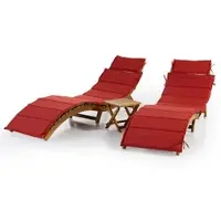 HC Garten & Freizeit 5tlg. Sonnenliegen-Set mit Wende-Polsterauflagen klappbar aus Akazienholz, ca. 184 x 54 x 63 cm