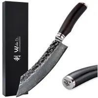 Wakoli EBO Damast Blockmesser I 20 cm Klinge I schwarzer Eichenholzgriff