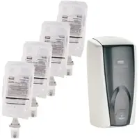 BRB-Lagertechnik BRB Desinfektionsstation 5-teilig, berührungsloser Seifenspender + 4x Händedesinfektion, Inhalt 1000 ml je Beutel