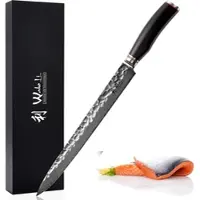 Wakoli EBO Damast Fleischmesser I 30 cm Klinge I schwarzer Eichenholzgriff