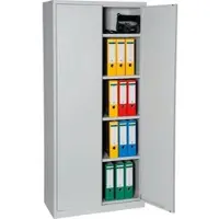 Proregal Flügeltürenschrank Badger 4 Fachböden Eurolock Griff Sockel HxBxT 180 x 80 x 38 cm Grau Lackiert
