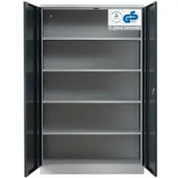 Proregal Stahlschrank BEE mit 9 verzinkten Fachböden | HxBxT 195x120x60cm | Grau-Anthrazit | Werkstattschrank Werkzeugschrank Aktenschrank