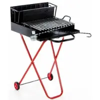 AgriEuro Premium Line Small - Holzgrill mit Grillrost - aus Edelstahl - 45x34 - mit Auffangwanne - zusammenklappbar und tragbar