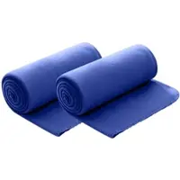 Wometo 2er Set Polar Fleecedecke 130x160 cm, OEKO-TEX ca. 400g Gewicht, mit Antipilling & Kettelrand - Farbe dunkelblau