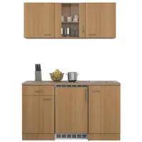 Flex-Well Miniküche Nano m. Geräten B: ca. 150cm Buchefarben