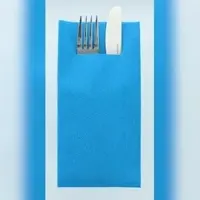 Mank Besteckservietten Airlaid Aquablau, 40 x 40 cm, 75 Stück - Bestecktaschen