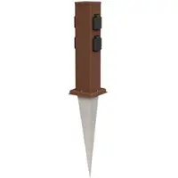 Ledscom.de Garten-Steckdosen-Säule Polly mit Erdspieß für außen, IP44, 4-Fach, Edelstahl, eckig, braun, 40cm