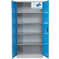 Proregal Stahlschrank Bee 6 Fachböden HxBxT 195 x 120 x 60 cm Verzinktes & Verstärktes Fachbodenmaterial Grau & Hellblau