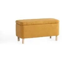 Better Home Truhenbank Polsterbank mit Aufbewahrung, ca. 100 x 40 x 49 cm aus Samt - Gelbbraun