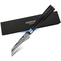 WOLFCUT - Damaskus Schälmesser 9 cm 73-lagiger japanischer Damaszenerstahl mit Geschenkbox
