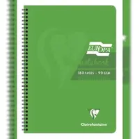 Clairefontaine 5x Spiralbuch A4, 90 Blatt 90g, abtrennbar + mikroperforiert, liniert mit Rand, EUROPA GLOSSY - Grün 5800Z