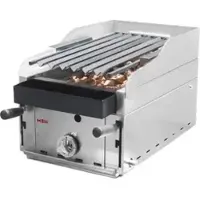 MBH - MAQUINARIA BAR HOSTELERÍA MBH - Professioneller Gas Lavasteingrill 35 cm wirtschaftlich. Industrieller Grill mit gebläutem Grill und Lätzchen für Bar und Restaurant.
