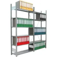 Proregal Aktenregal FALKE Stecksystem für Standard-Ordner | Grundregal | HxBxT 232x128x30cm | 7 Ordnerebenen | Fachlast 80kg | Einseitig nutzbar