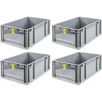 Proregal 4x Eurobox NextGen Insight Cover | HxBxT 22x40x60 | 44 Liter | Hoch/Gelb | Eurobehälter, Transportbox, Transportbehälter