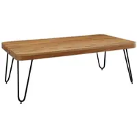 KADIMA DESIGN Couchtisch BAGLI Massiv-Holz Akazie 115 cm breit Wohnzimmer-Tisch Design Metallbeine Landhaus-Stil Beistelltisch