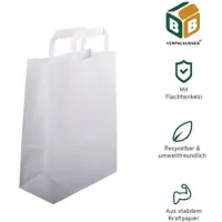BB-Verpackungen 3000 Papiertragetaschen 320 + 170 x 270 mm weiß stabile 80 g/m2 Grammatur Papiertüten Geschenktüten