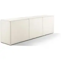 Wonido Bank, Sitzbank in Stuhlhöhe mit komfortabler Polsterung, B = 150 cm, T = 33 cm, H = 47,5 cm, echtes Leder, cremeweiß