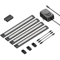Ledscom.de Smarte LED Unterbau-Leuchte SIRIS schwarz matt, WLAN-Controller flach,Smart-Home, Alexa-fähig, je 30cm, je 368lm, warmweiß, 4er Set