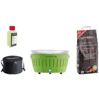 LotusGrill - Sonderpaket BBQ XL Grün (cm 43,5) mit 2,5 Kg Holzkohle und Brenngel