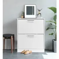 Better Home Schuhschrank mit Edelstahlgriffen und 2 Fächern, ca. 62x24x80 cm – Weiß