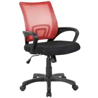 Dmora Bürostuhl Dgell, Mesh-Arbeitsstuhl mit Armlehnen, Ergonomischer Bürositz, 59x54h90/100 cm, Schwarz und Rot