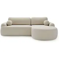 GRAINGOLD Ecksofa L-Form Aurio Rechts - Ecksofa mit Schlaffunktion, Bettkasten - Moderne Ecksofa, Wohnzimmer Sofa - Eckcouch Beige (Lambi 01)