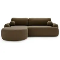 GRAINGOLD Ecksofa L-Form Aurio Links - Ecksofa mit Schlaffunktion, Bettkasten - Moderne Ecksofa, Wohnzimmer Sofa - Eckcouch Braun (Lambi 04)