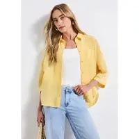 Street One Hemdbluse , Damen, Gr. 44, gelb (buttercream gelb), Web, Obermaterial: 87% Modal, 13% Polyester, unifarben, regular fit taillenbedeckt, Aufschlag, Blusen Hemdbluse, mit Brusttasche