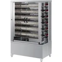 EURAST Hähnchengrill mit gas mit licht. 11 schwerter = 55/66 hühner - 1100x610x1760 mm - 42 Kw + 110 W 230/1V - 53550L66