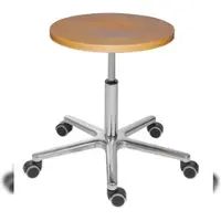 Proregal Belastbarer Hocker Stockton | Sitzhöhe 47-65cm | Tragfähigkeit 180kg | Buche-Sitz | Aluminium-Fußkreuz mit Doppelrollen | Silber/Buche