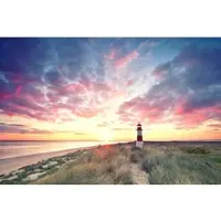 A.S. Création Vliestapete "Leuchtturm Sonnenuntergang Rosa Blau Fototapete" matt glatt