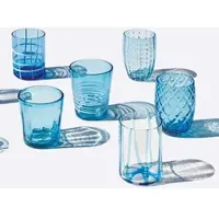 Zafferano Melting Pot Set mit 6 einfarbigen Gläsern - Aquamarin - mundgeblasenes Glas, 32 cl - Kunsthandwerkliche Becher für Wasser und Cocktails