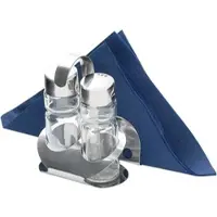 Stalgast GmbH Edelstahl Menage 2-teilig, Salz/Pfeffer, mit Karten-/ Serviettenhalter, Höhe 115 mm