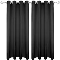 Bestgoodies Dekoschal Ellen Ösen Blickdicht 2er Pack - 140x225 cm Schwarz