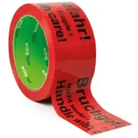VEPATIM 36x Packband Klebeband 48mmx66m Low Noise Rot mit Aufdruck 'Bruchgefahr'