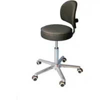 Proregal Drehhocker Indianapolis, Rückenlehne, Sitzhöhe 45-59cm, Tragfähigkeit 110kg, Kunstleder-Sitz, Aluminium-Fußkreuz, Rollen, Schwarz