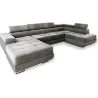 Masseno Ecksofa CASONE R-S mit Schlaffunktion U-Form, Sofa mit Bettkasten, Wohnzimmersofa, Couch, Soffa, Bettsofa, Couchgarnitur- Grau, MONOLITH 85