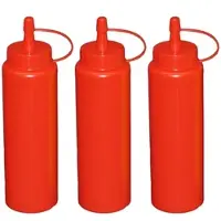 GVK 3 Stück rote Quetschflaschen 0,26 Liter Dosierflasche Spenderflasche Dressingflasche