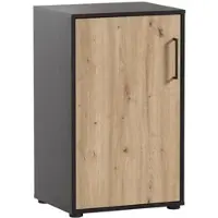 MÖBELPARTNER Aktenschrank Raven | Small | HxBxT 84x51x41cm | 2 Fächern & 1 Flügeltür | Eiche/Schwarz | Büroschrank von PROREGAL