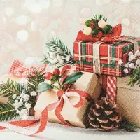 Home Fashion , Christmas Gifts, Lunch-Servietten aufgefaltetes Maß 33 cm x 33 cm, im Viertelfalz, 20 Stück pro Pack, 12 Pack pro Karton