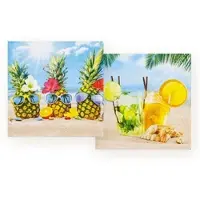 Home Fashion , Beach Time, Cocktail-Servietten 25 cm x 25 cm, im Viertelfalz, 2 Designs jePackung, 10+10 Stück pro Pack, 12 Pack pro Karton