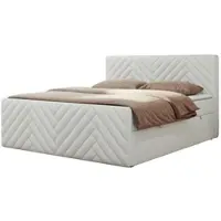 MKS Meble Boxspringbett 120x200 mit Bettkasten Matratze H4 - Paris Duo - Weiß Kunstleder