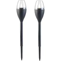 Lunartec 2er-Set Solar-Akku-Gartenfackeln, LED in Flammen-Optik, Flackerlicht