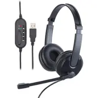 Callstel USB-On-Ear-Stereo-Headset, Schwanenhals-Mikrofon, Kabel-Fernbedienung