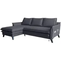 Miuform Charming Charlie - Ecksofa mit Bettfunktion und Bettkasten L-FORM LINKS - 228x150cm - Dunkelgrau - Sofa Schlafsofa Couch
