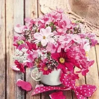 Home Fashion , Summer Bunch, Lunch-Servietten aufgefaltetes Maß 33 cm x 33 cm, im Viertelfalz, 20 Stück pro Pack, 12 Pack pro Karton