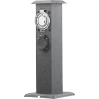 ROYAL GARDINEER 2-fach-Outdoor-Steckdosen-Säule mit Zeitschaltuhr, IP44, schwarz