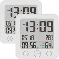 Autre 2er-Set Badezimmer-Uhr, Thermo-/Hygrometer, LCD, Saugnapf, Timer, IP54