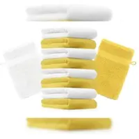 Betz 10 Stück Waschhandschuhe PREMIUM 100% Baumwolle Waschlappen Set 16x21 cm Farbe gelb und weiß